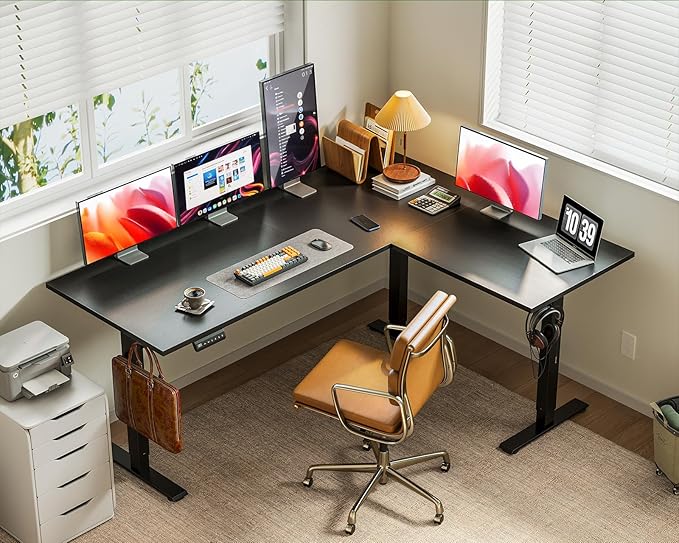 Casaottima 63 Inch Reversible L Shaped Electric Standing Desk, Ergonomic Height - Image 8