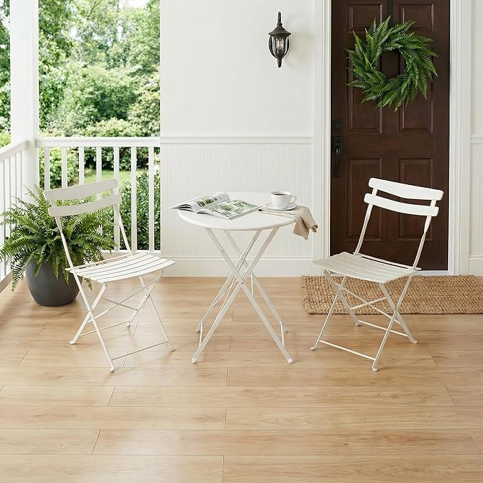 GarveeLife 3 Piece Patio Bistro Set, Folding Patio Bistro Table and Chairs Set - Image 7