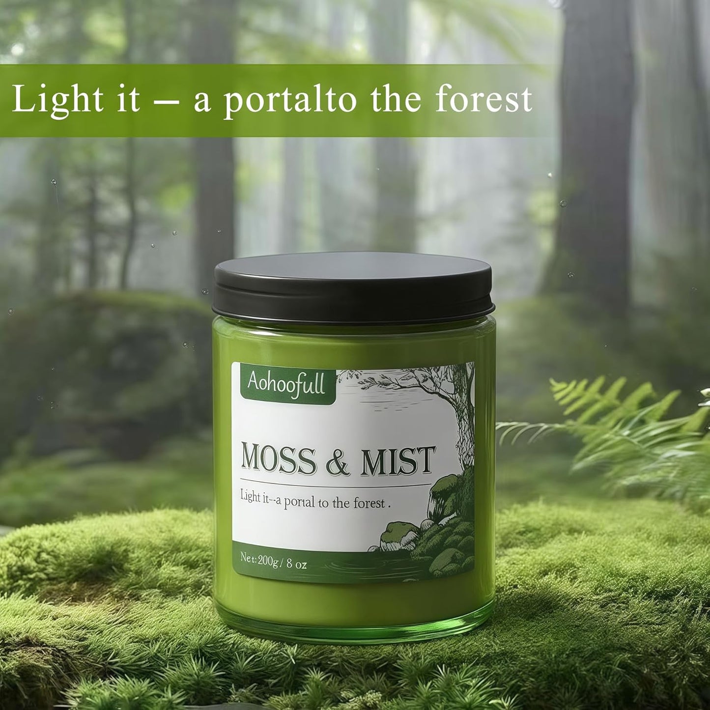 Moss & Mist Soy Candles for Home Scented,4oz 20 Hour Burn Aromatherapy Candle Gift for Stress Relief, Meditation, Yoga, Relaxing SPA, Reusable Jar for Men and Women