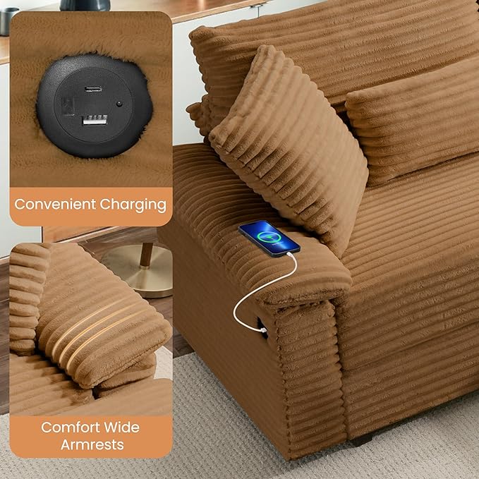 SUNWAVE 74" W Double Chaise Lounge Chair Indoor, Oversized Loveseat - Image 5