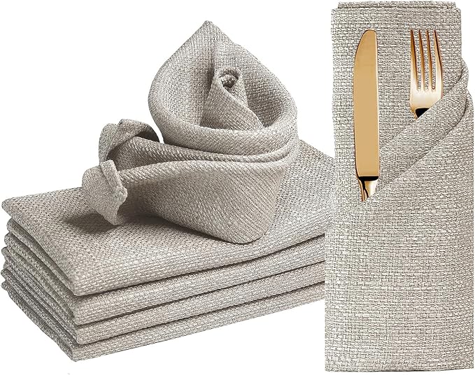 BALCONY & FALCON Cloth Napkins Set of 6 Washable Linen Napkins Absorbent by BALCONYFALCON
