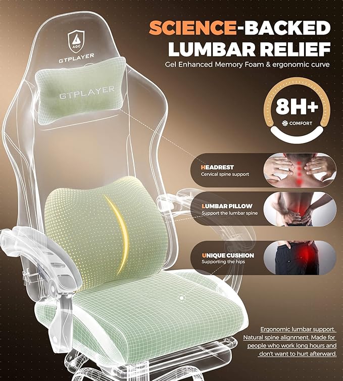 GTPLAYER Gaming Chair with Foot Rest & Pocket Spring Cushion, Ergonomic High - Image 5