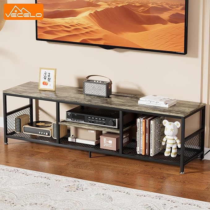 VECELO TV Stand with Power Outlets - Image 2
