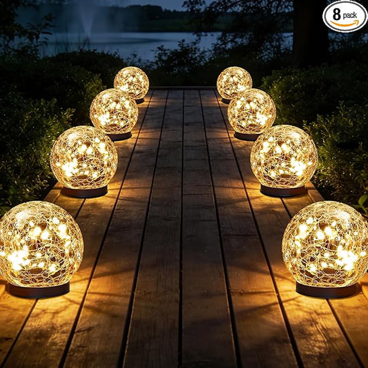 JKIMK Solar Globe Lights Outdoor Waterproof-Solar Balls Garden-Cracked Glass by JKIMK