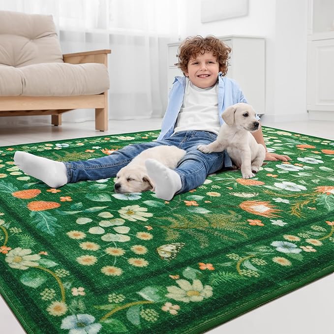 Area Rug for Living Room, Non-Slip Vintage Carpet for Home Office Nursery - Image 8