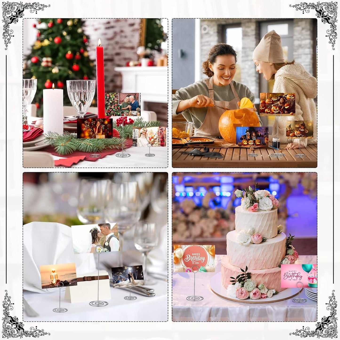 Teling 36 Pieces Table Number Holders 3 Size Place Card Holder Name Numbers Menu Memo Note Card Picture Photo Clip Stand Table Sign for Wedding Anniversary Party Display(Silver)