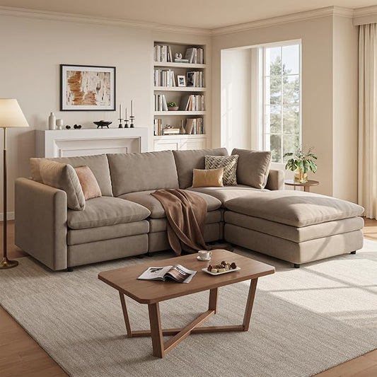 97" Cloud Couches for Living Room, 29.1" Deep Seat Modular Sectional Sofa by TROMIRY