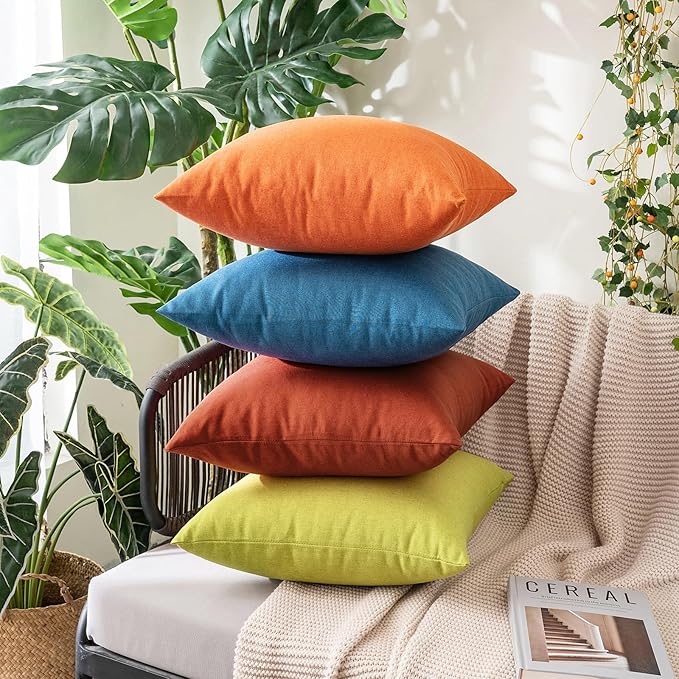 MIULEE Pack of 2 Decorative Outdoor Solid Waterproof Throw Pillow Covers Faux - Image 7