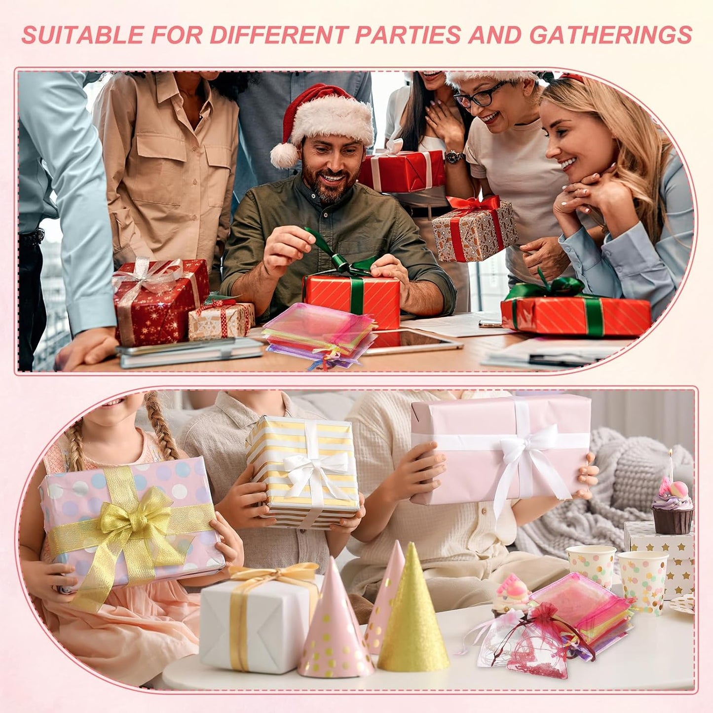 uxcell 50 Pcs Organza Gift Bags, 2.7x3.5 Inch Drawstring Pouches Jewelry Gift Bags, Small Wedding Favor Pouches for Christmas Birthday Wedding Goodie Candy Candle, Coffee