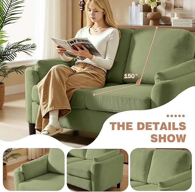 4 Piece Modern Corduroy Sofa Set, L-Shaped Sectional Couch - Image 8