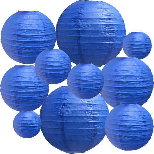 BEISHIDA Dark Blue Round Paper Lanterns Decorative Hanging Asia Chinese Japanese Paper Lanterns Lamp for Birthday Wedding Baby Bridal Shower Hannukah Home Decor Party Decoration（10 Packs）
