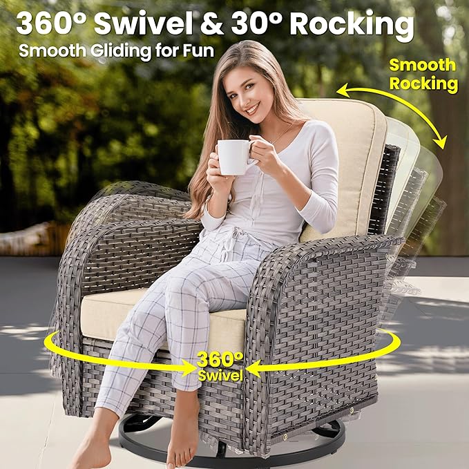 ovios 5 Pieces Patio Furniture Set, Outdoor Wicker Sofa Couch - Image 4