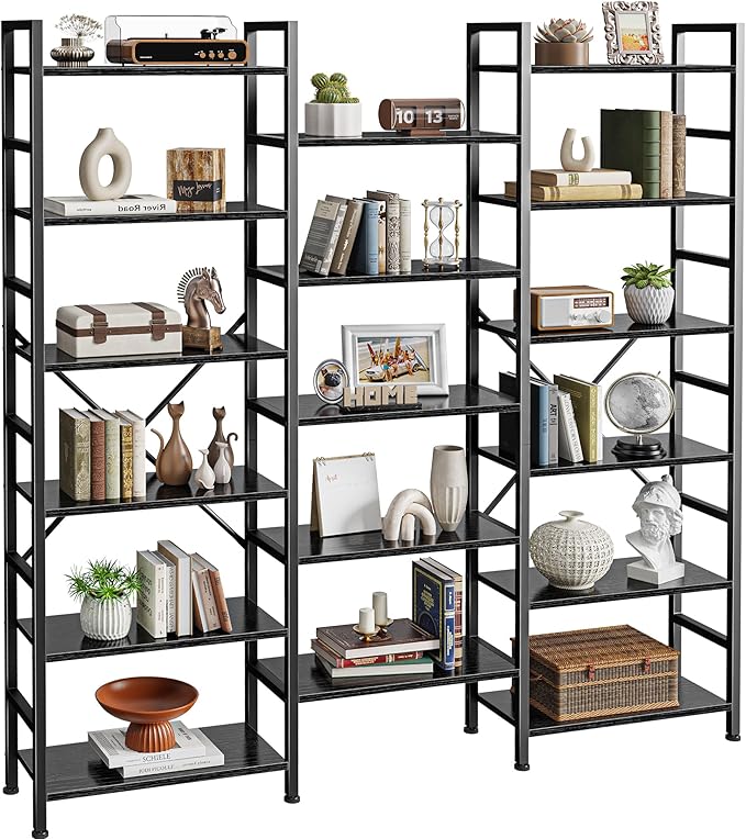 SUPERJARE Triple Bookshelf, Bookcase - Image 9