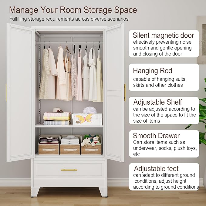 erosoei 71" H Metal Armoire Wardrobe Closet - Image 6