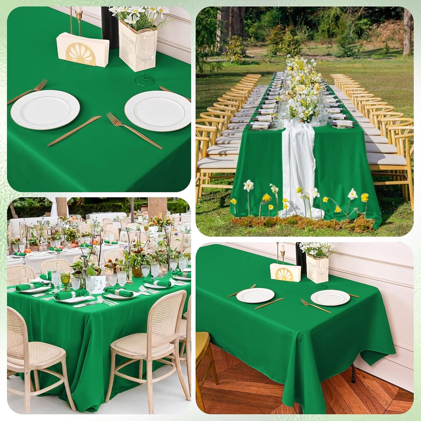 6 Pack Green Tablecloths for 6ft Rectangle Tables 60 x 102 Inch - Polyester Table Cover Stain and Wrinkle Resistant Washable Fabric Table Clothes for Wedding Party Banquet Reception Restaurant
