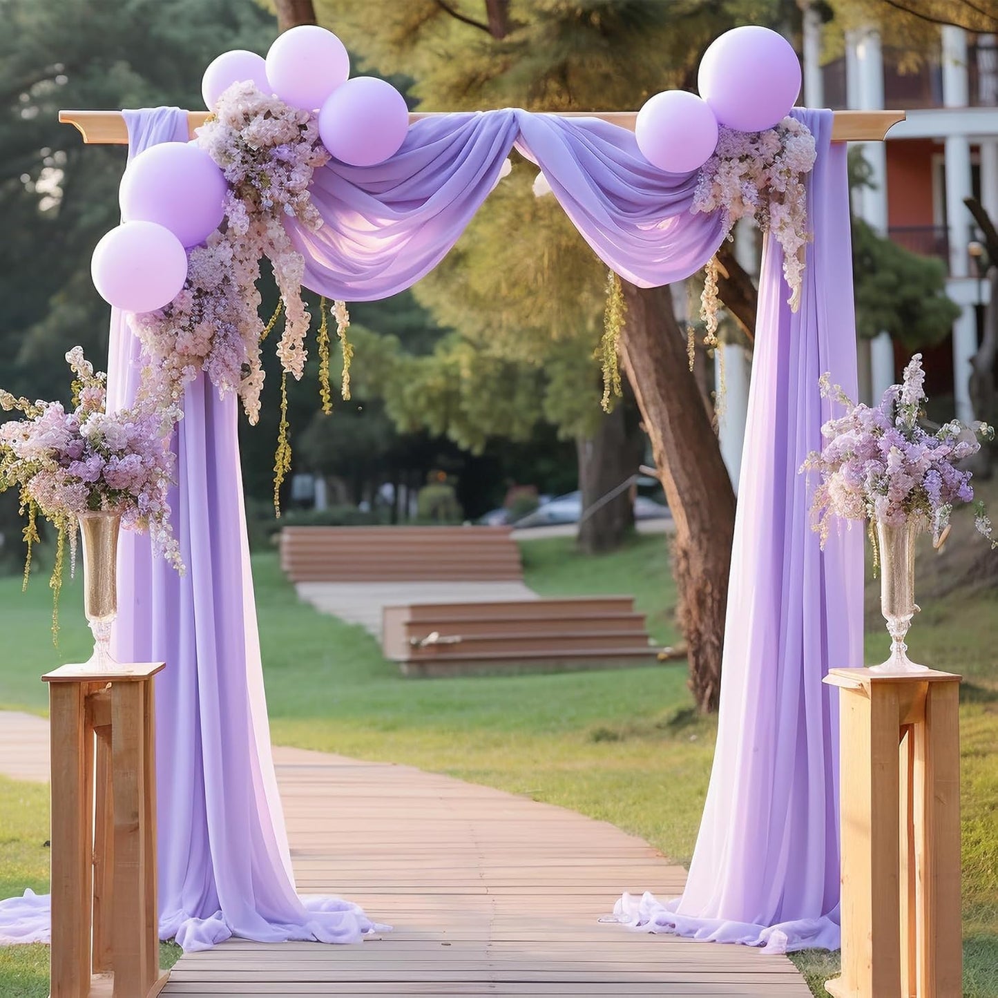 Wedding Arch Draping Fabric Lavender Purple Sheer Wedding Arch Drapes for Ceremony Bridal Party Romantic Wedding Decor 19Ft Length x 28" Width 1Panel
