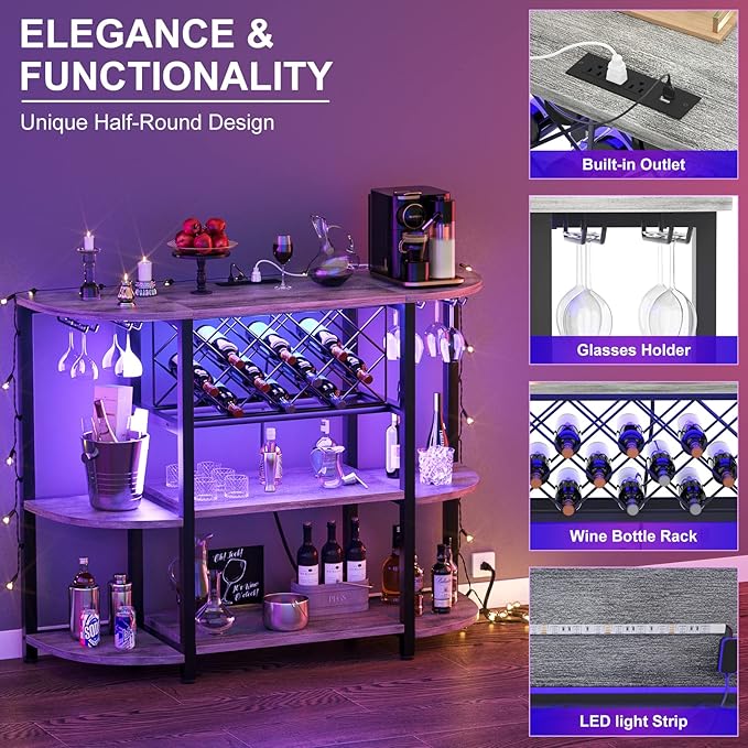 Unikito 4-Tier Metal Coffee Bar Cabinet - Image 4