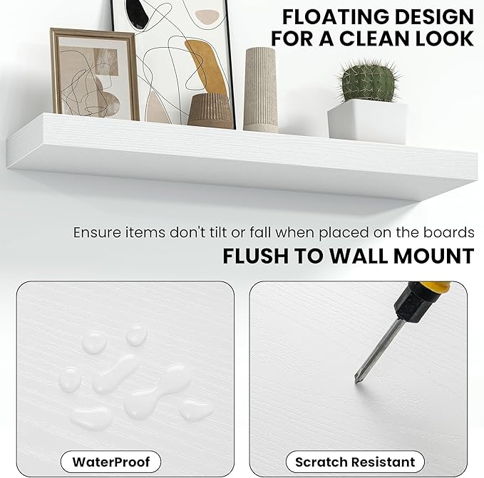 Fun Memories 16 Inch Floating Shelves Wall-Mounted, Engineered Wood Wall Shelves - Image 4