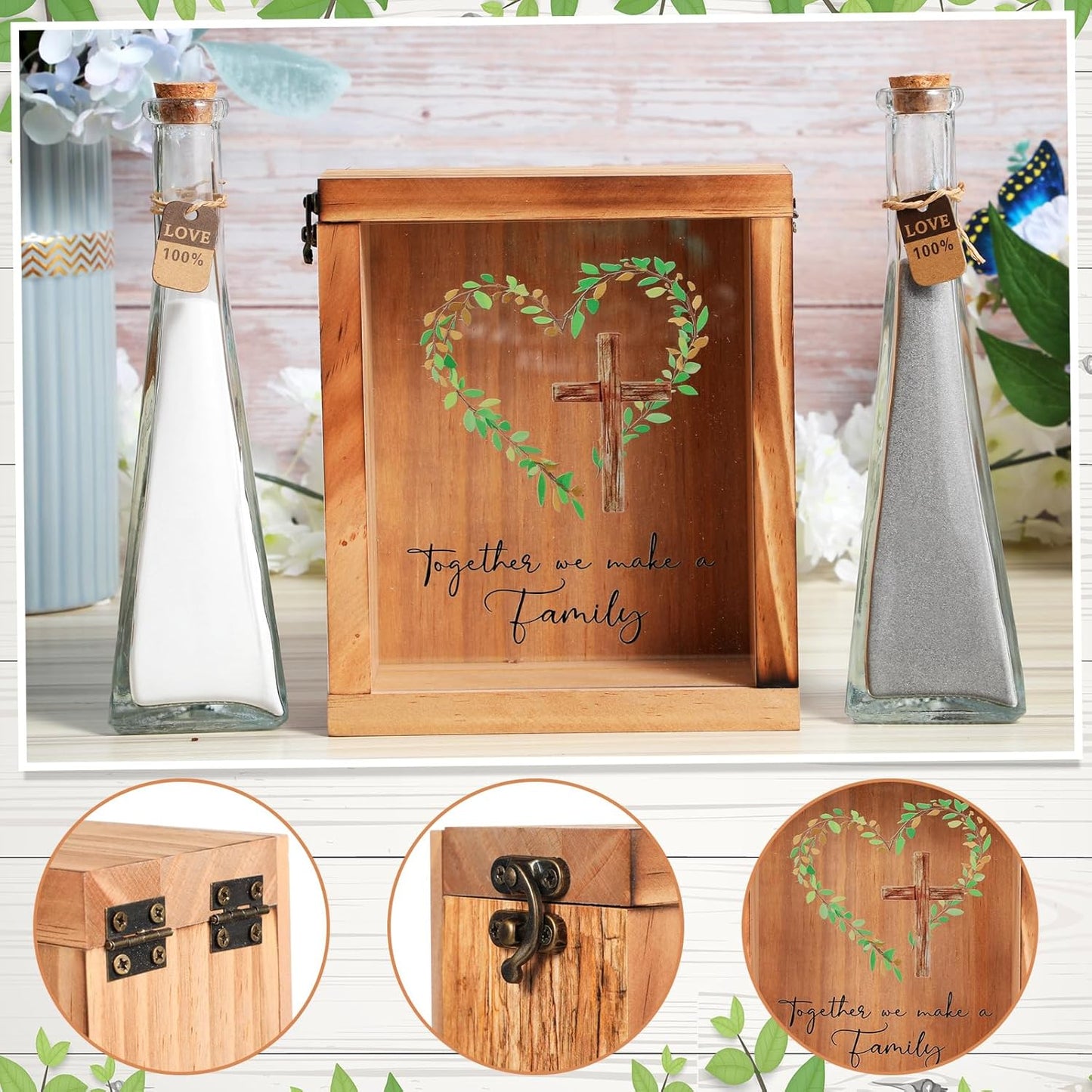 Blosssound Unity Sand for Wedding Ceremony Set Christian Together We Make a Family Unity Sand Ceremony Shadow Box and Vases for Religious Wedding Centerpiece Marriage Bridal Party Supplies