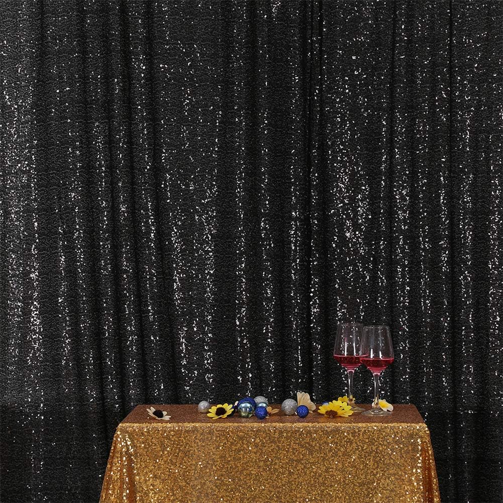 Eternal Beauty Black Sequin Backdrop, 10x10 Ft Glitter Background Curtains for Shimmer Photography Party Wedding Birthday Back Drop Decor