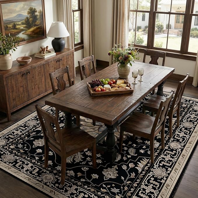 RELEANY Area Rugs 8'x10' Washable Non-Slip, Floral Vintage Distress Print - Image 3