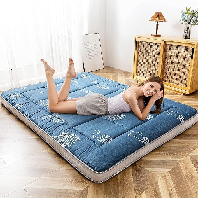 MAXYOYO Grey Cactus Pattern Queen Size Futon Mattress, Japanese Floor Mattress - Image 2