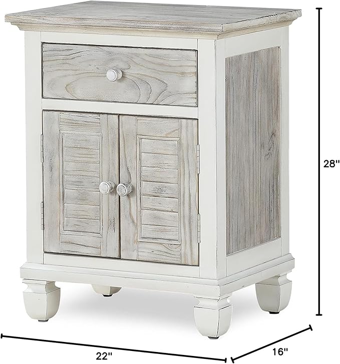 Sea Winds Trading Islamorada Nightstand 1 Drawer 2 Door Two-Tone Distressed - Image 3