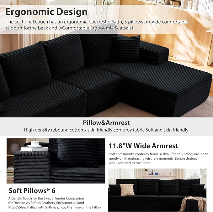 135" Cloud Sectional Couch - Image 4