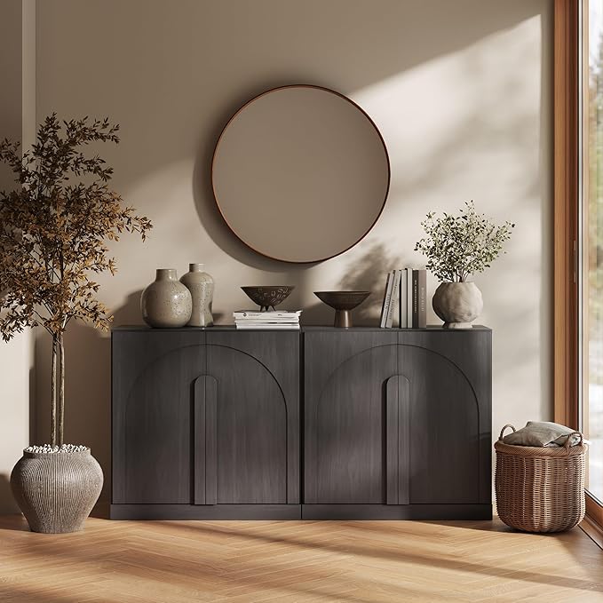 BELLEZE Set of 2 Modern Buffet Cabinets-Large Sideboard Credenza by BELLEZE
