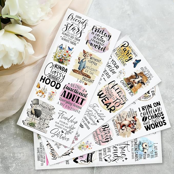 4 Sheets Rub on Transfers for Crafts, Animal Satirical Quotes Furniture - Image 5
