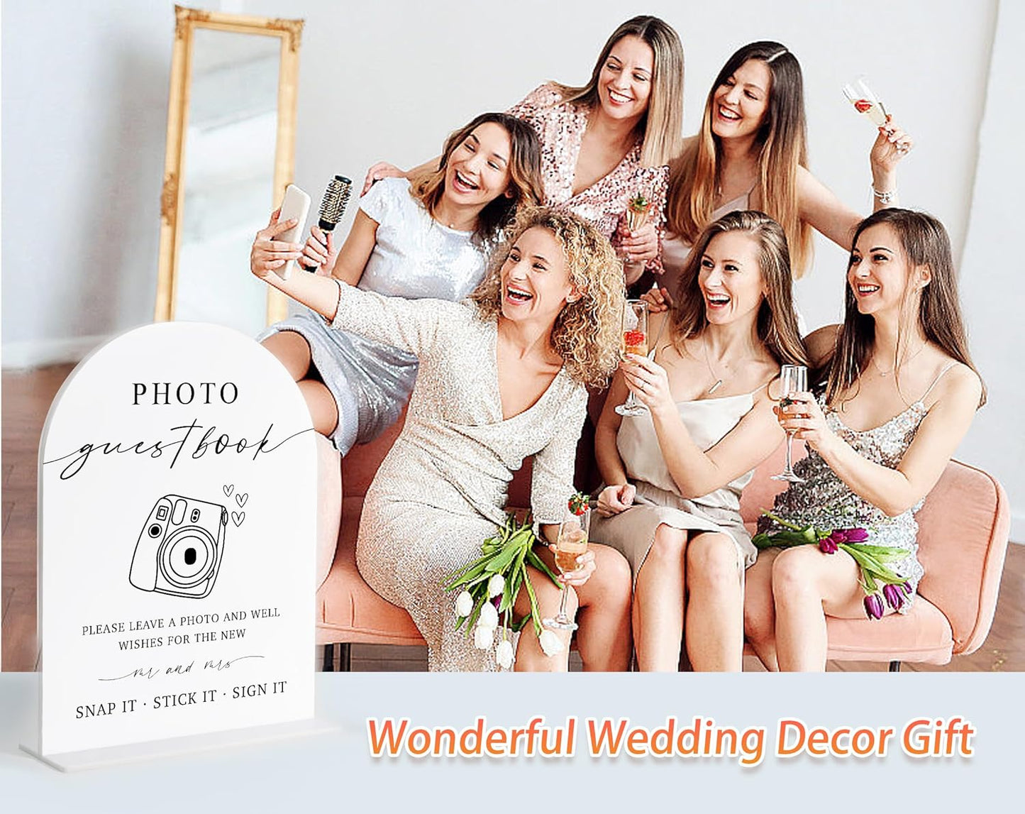 Photo Guest Book Sign, White Arch Acrylic Wedding Sign, Wedding Guest Book Alternative, Bridal Shower Decor, Engagement Party Decor, Centerpiece Table Decorations Party for Bride and Groom-24