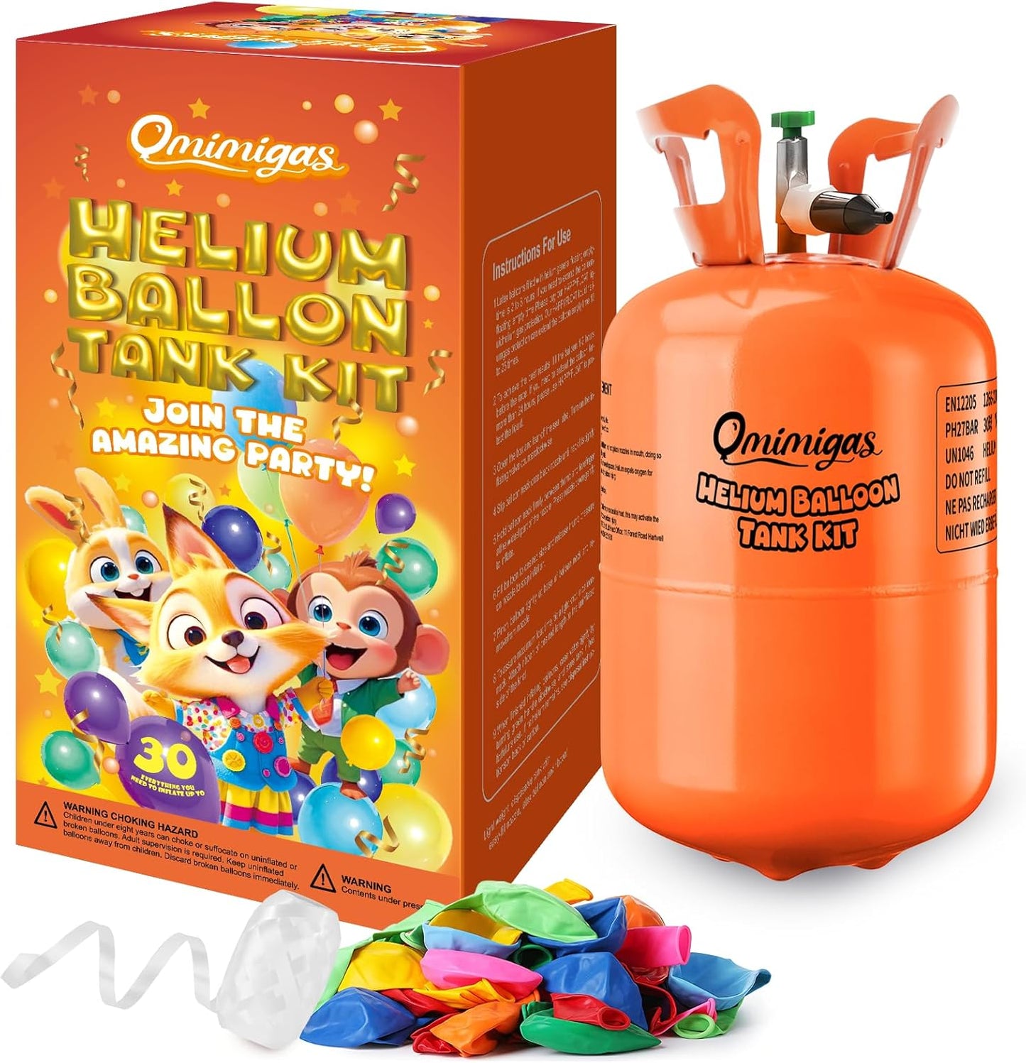 Helium Tank for Balloons at Home 7L with 30 Latex Balloons Ribbons Ideal 99.99% Pure Helium Gas Tank Pump Kit (1 Tank)