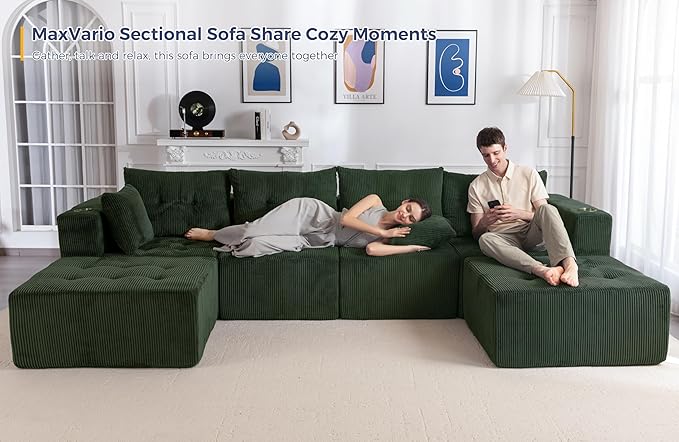 MAXYOYO 129.5" Modular Sectional Sofa Couch, U Shaped Modern Cloud Couch - Image 3
