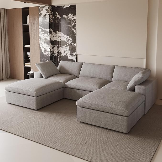 Cloud Modular Sectional Sofa Couch, 120.45" U Shaped Convertible Couches - Image 3