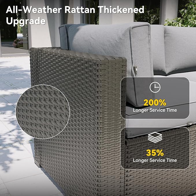Aoxun Patio Furniture Set, 7 Piece Outdoor Sectional Sofas - Image 4