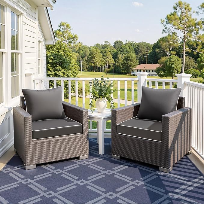 MIULEE Dark Grey Outdoor Seat Cushion 22x22 Inch Waterproof & 3 Year Fade - Image 2