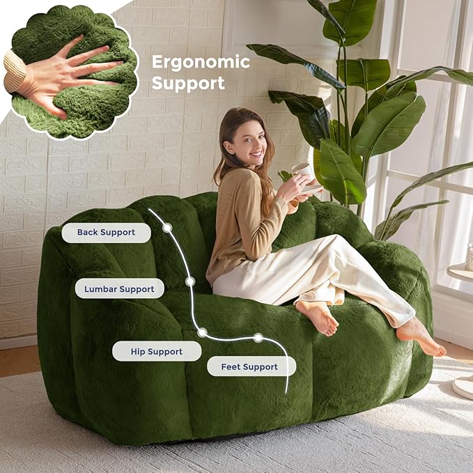 MAXYOYO Bean Bag Chair for Adults, Loveseat Floral Shaped Bean Bag Sofa - Image 5