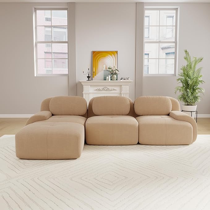 Boneless Sectional Couch, No Assembly Required, 117.3” L Shaped Modular Cloud - Image 2
