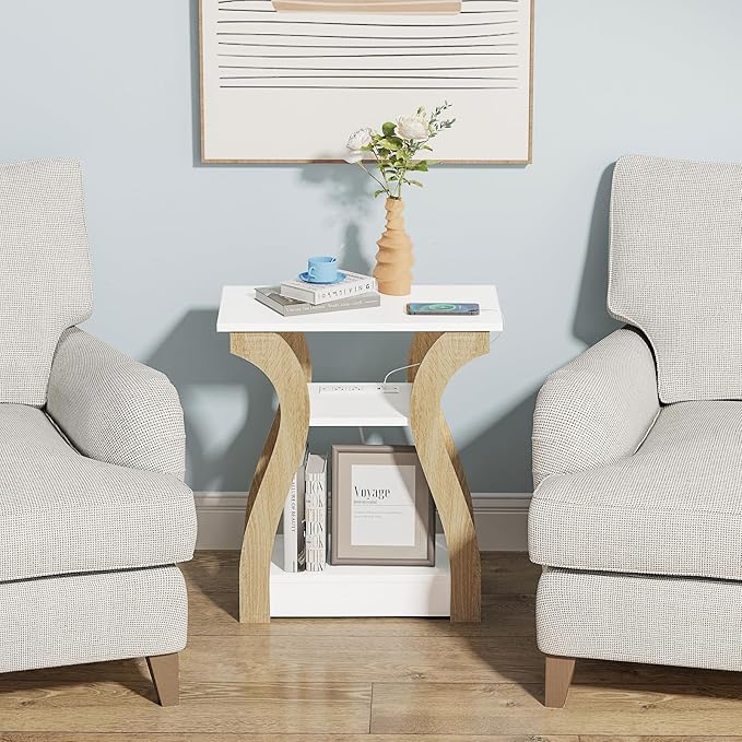 FROMJBEST End Table with Charging Station, Side Table with USB Ports and Outlets - Image 4