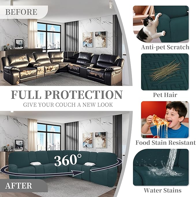 100% Waterproof Sectional Recliner Couch Covers - Image 6