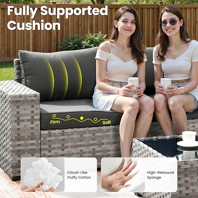 ovios 12 Pieces Patio Furniture Set, Outdoor Wicker Sectional Sofa - Image 6
