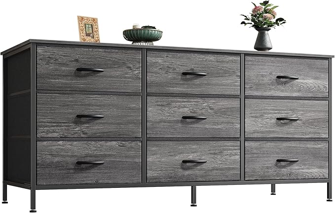 Huuger 9 Drawer Dresser for Bedroom, 47 Inch Dresser TV Stand for 50, 55 Inch TV by Huuger