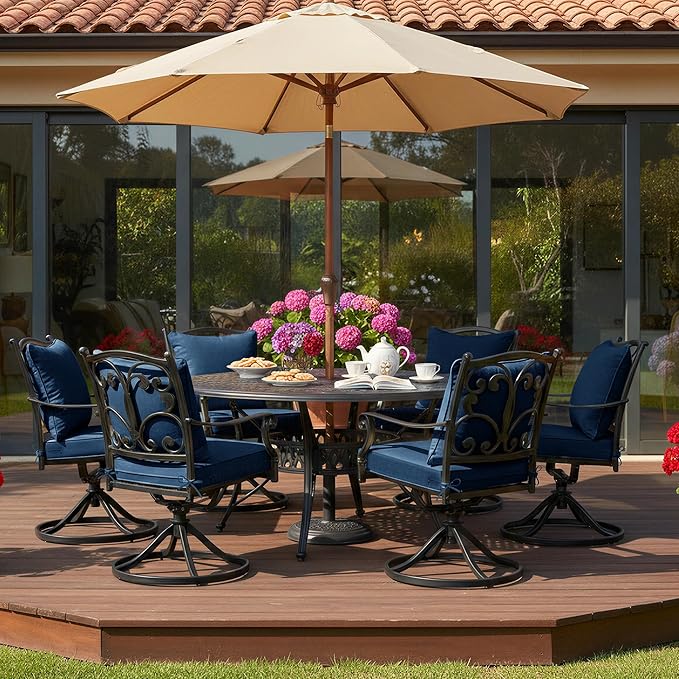 Summsun Outdoor Chair Cushions, Faux Linen Backrest and Deep Seat Cushion Set - Image 9
