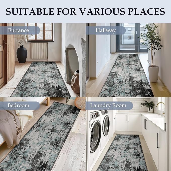 RELEANY Washable Area Rugs 2'x10' Non-Slip Modern Abstract Soft - Image 3
