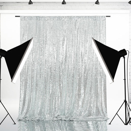 Eternal Beauty Silver Sequin Backdrop, 10x10 Ft Glitter Background Curtains for Shimmer Photography Party Wedding Birthday Back Drop Decor
