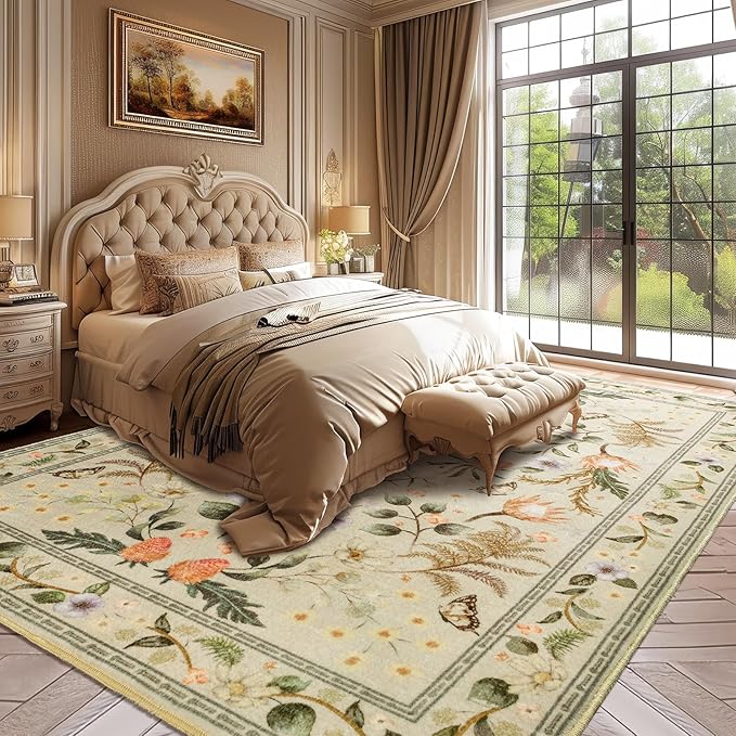 Area Rugs for Living Room, 6x9 Washable Vintage Rug for Bedroom, Non-Slip - Image 4