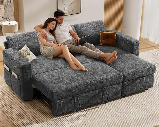 Sunny Heart 82" L Shaped Sectional Sleeper Sofa Bed by SunnyHeart