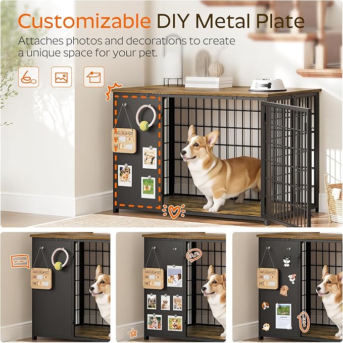 YATINEY Foldable Dog Crate Furniture, Dog Crate - Image 4
