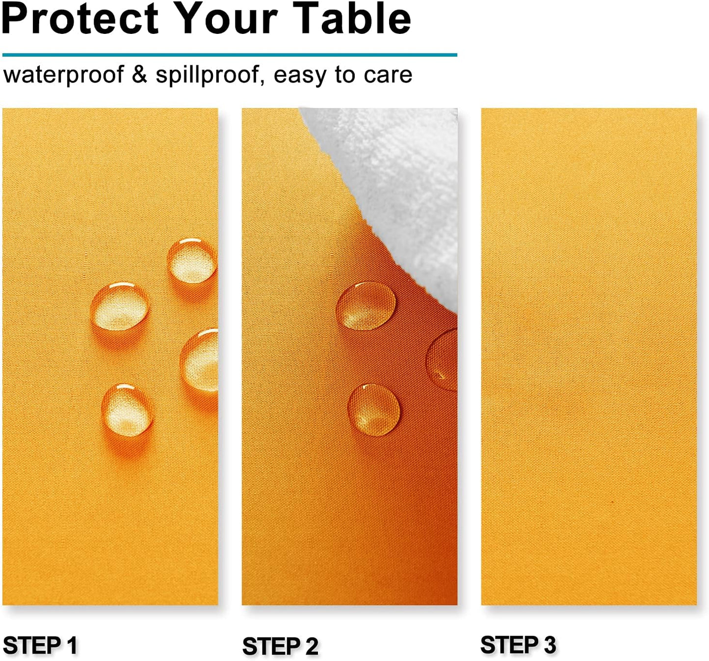 Hiasan Tablecloth for Rectangle Tables - Waterproof and Spillproof Washable Fabric Table Cloth for Dining Room Kitchen Party, 60 x 120 Inch, Orange Yellow