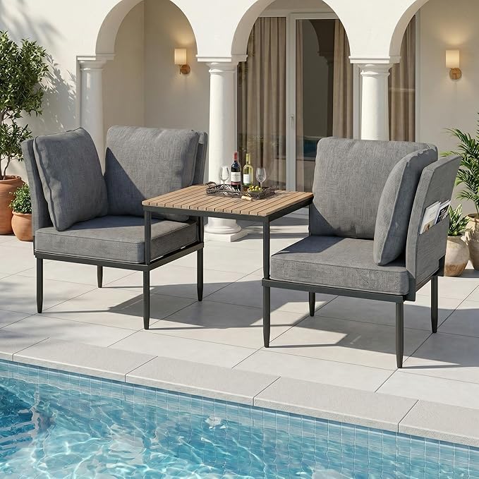 5 in 1 Modular Patio Furniture Set, 3 Piece Aluminum Convertible Outdoor by LIMIRIX